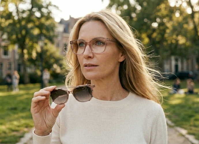 gafas clip-on solares modernas en óptica real